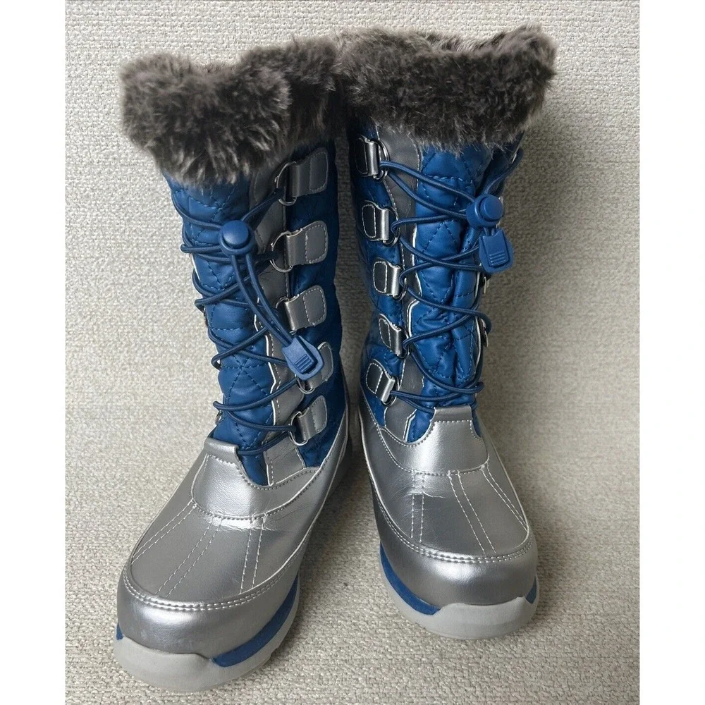 Lands End Boots Youth 487526‎ Hillary Tall Snow Winter 1M Suede Faux Fur Black